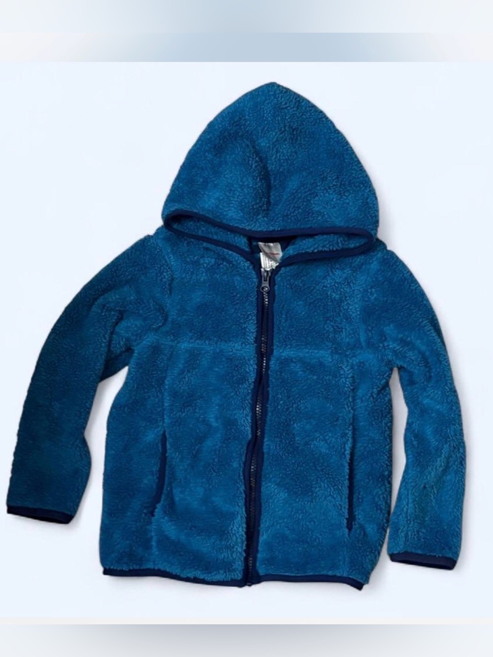 Hanna Andersson Tap Blue Marshmallow Fleece Full Zip Hoodie Sweatshirt SZ. 5 EUC